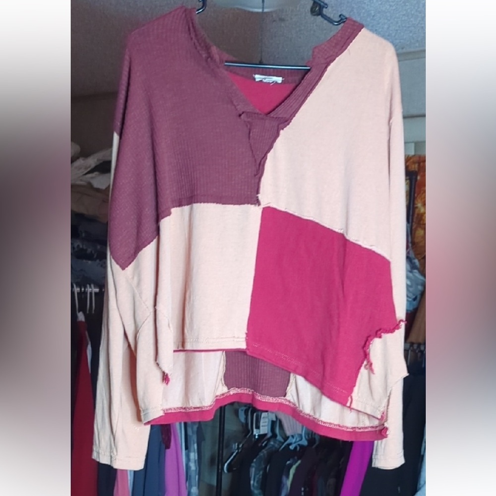 🌸 POL Colorblock Patchwork Long Sleeve Top | Size M 🌸